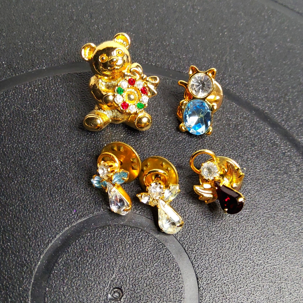 Animals and Angeles pins goldtone and rhinestone - Picture 8 of 8